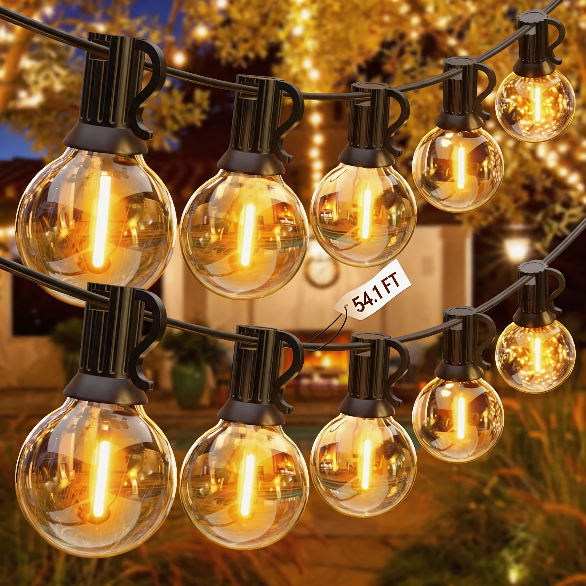 TEMU Outdoor String Lights - G40 Garden Festoon Lights 10/ Bulbs, Dimmable Shatterproof Bulbs, Edison Bulbs For Indoor/outdoor Patio Balcony Garden