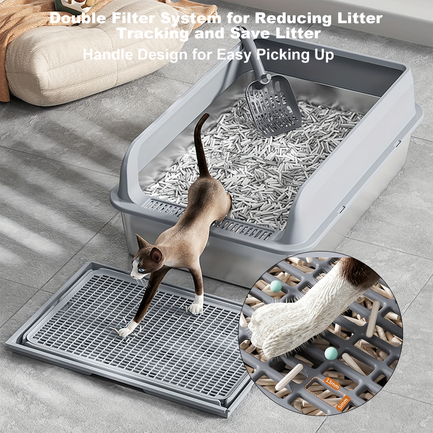 For Cats Foldable Travel Cat Litter Box Portable, Leak-Proof - Main Image