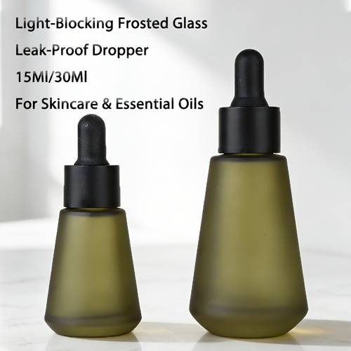j focus 2pcs 15ml 30ml frosted glass dropper bottles light blocking leak proof essential oil bottles with pp dropper thickened heavy bottomed refillable containers for skincare serum cosmetics travel use ideal for small business home use
