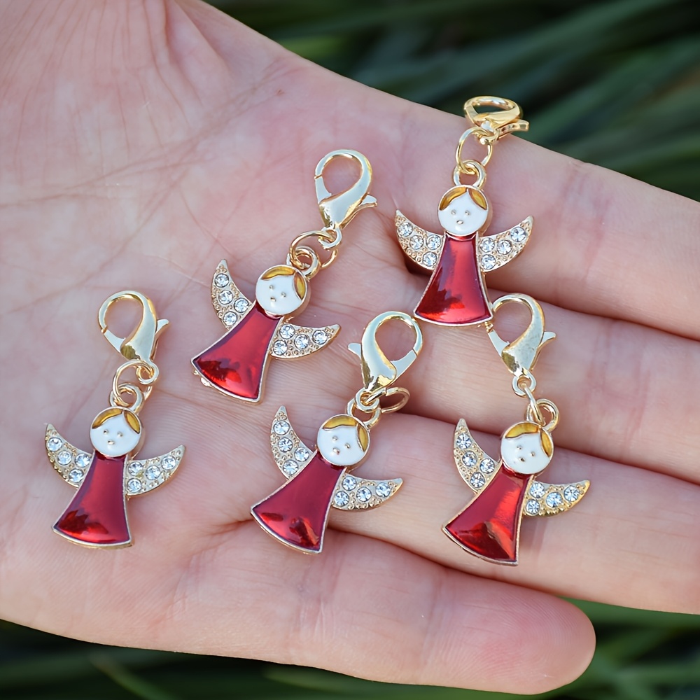 5pcs/10pcs Red And White Christmas Keychains, Suitable For Women's Bag Charms, Holiday Decorations, Shoe Decorations, And Holiday Gifts