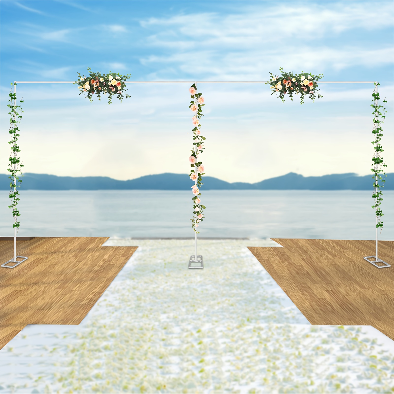 

10x20ft Backdrop Stand, Heavy Duty Square Wedding Metal Arch Frame, Wedding Party Backdrop Stand Pipe Kit Curtain Frame For Wedding Party Celebration