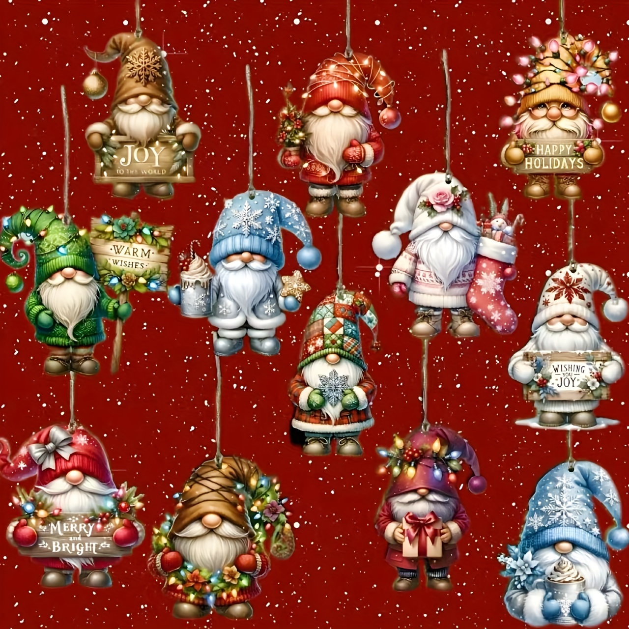 

12 Pcs Christmas Wood Ornaments Decorative Hanging Crafts And Wooden Christmas Decorations For Party Supplies,, Including 12 Inspirational Lanyards