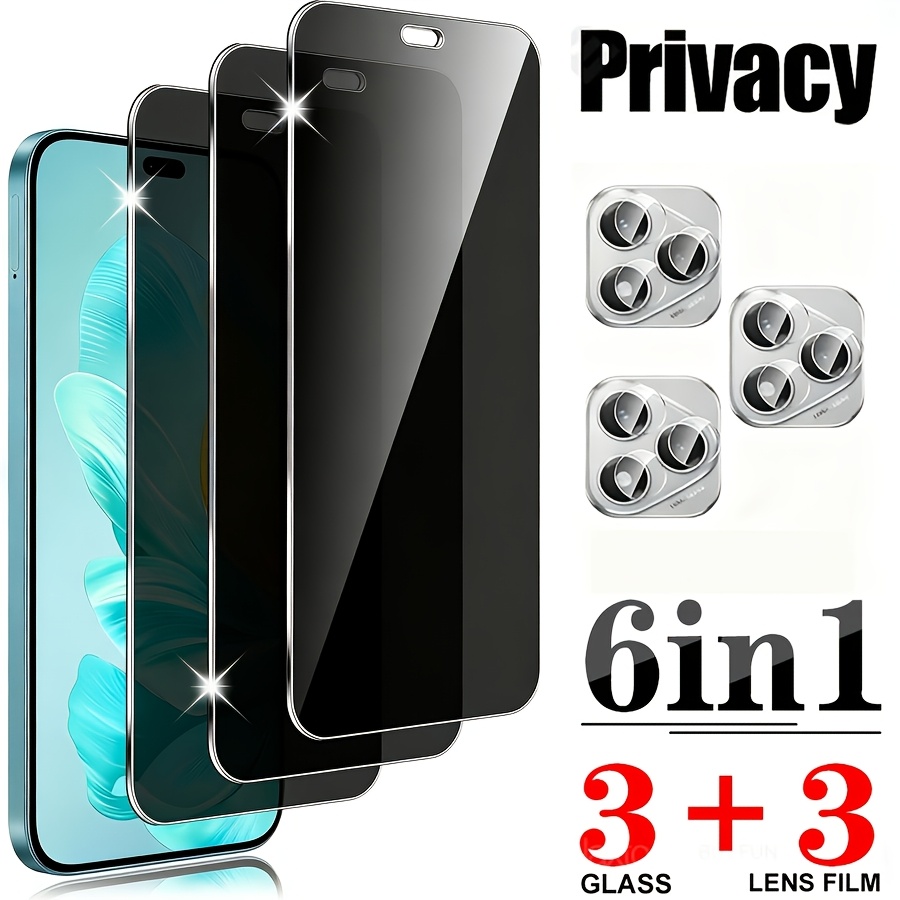 TEMU [3+3 6pack ]privacy Screen Protector 400 Lite Tempered Glass Film Anti Scratch Anti Fingerprint Screen Protector
