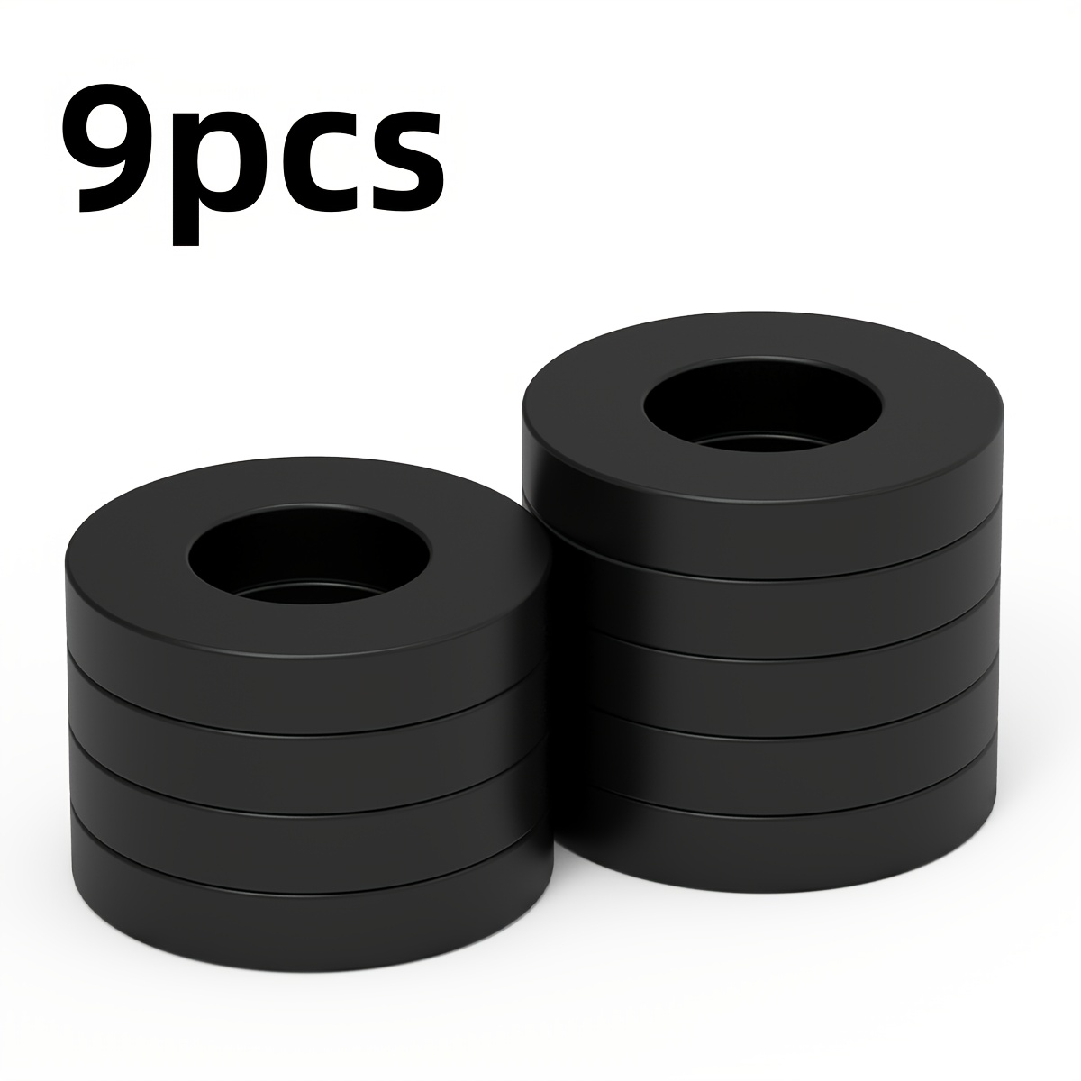 

9pcs 45mm Od X 8mm H X 22mm Id Ring Magnets, Black Metal Magnets For Speaker Assemblies, , Home, And Office