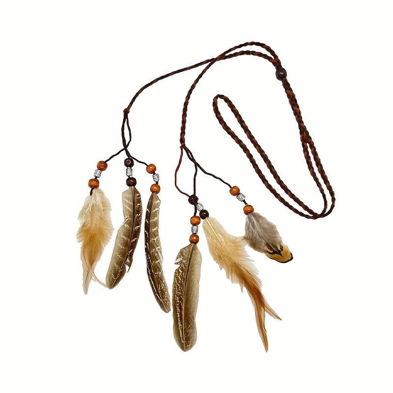 Image of A Bohemian Ethnic Style Feather Belt Women's Versatile Tassel Waist Accessory, Head And Waist Dual-use Decoration