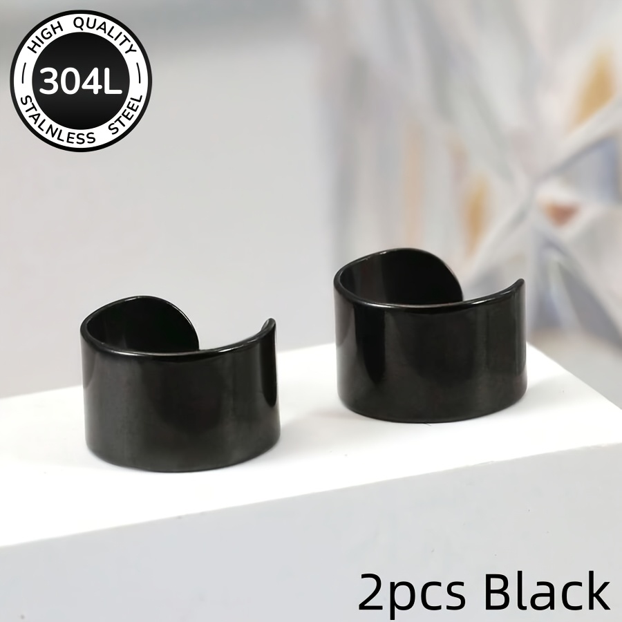 2pcs Minimalist Hip Hop Stainless Steel Non-Pierced Ear Clips