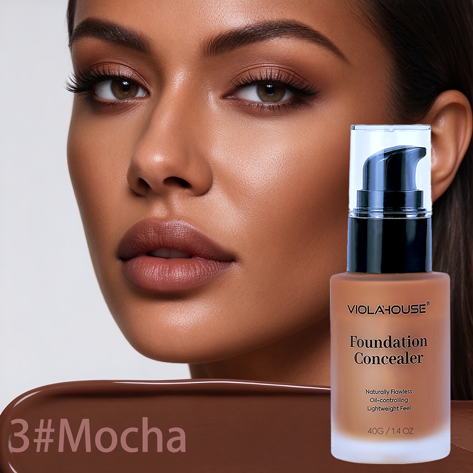 Image of Foundation Concealer, Coverage Oil Control Foundation Makeup, Lightweight Smooth Buildable Coverage, Long Lasting , Base Makeup For Daily Party Cosmetic, For Tones, Daily Make Up