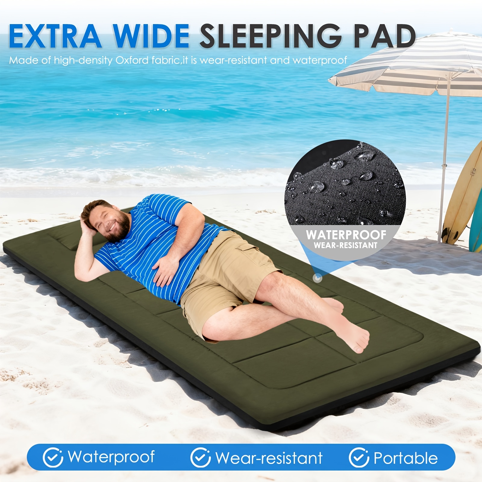 Temu – TEMU Portable Sleeping Pad Roll-up Camping Mattress Adult Outdoor Camping Pad Lightweight Compact Camping Gear Essential Hiking