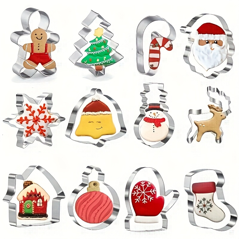 TEMU 12 Pezzi Tagliabiscotti Natalizi in Acciaio - Stampi per Biscotti Natalizi per Cucinare Festive di Natale - di , , Albero di Natale, Casa, ,