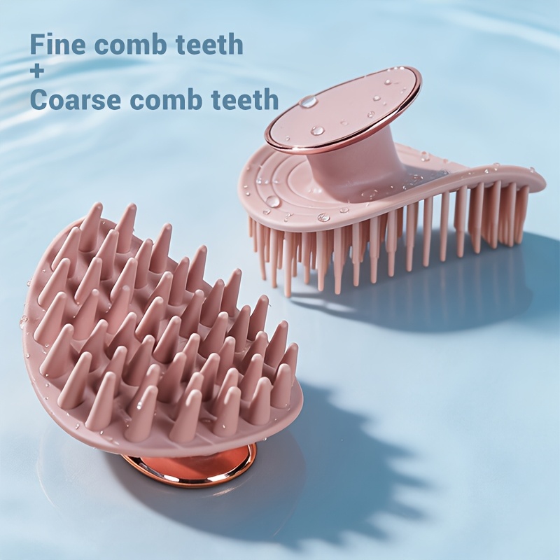 TEMU 2pcs Set Of Shampoo Brushes, Thick Needle Silicone Material Massage And Brush And Fine Needle Smoothing Hair Brush Shampoo Comb Head Meridian