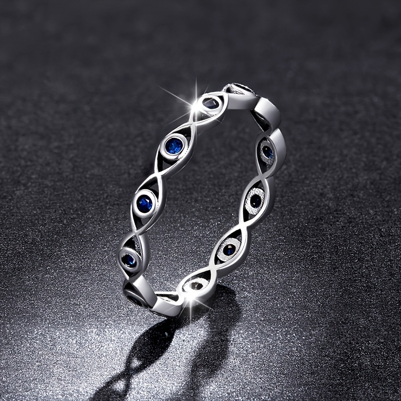 Women's Minimalist Lucky Eye Ring, Versatile Blue Eye Design