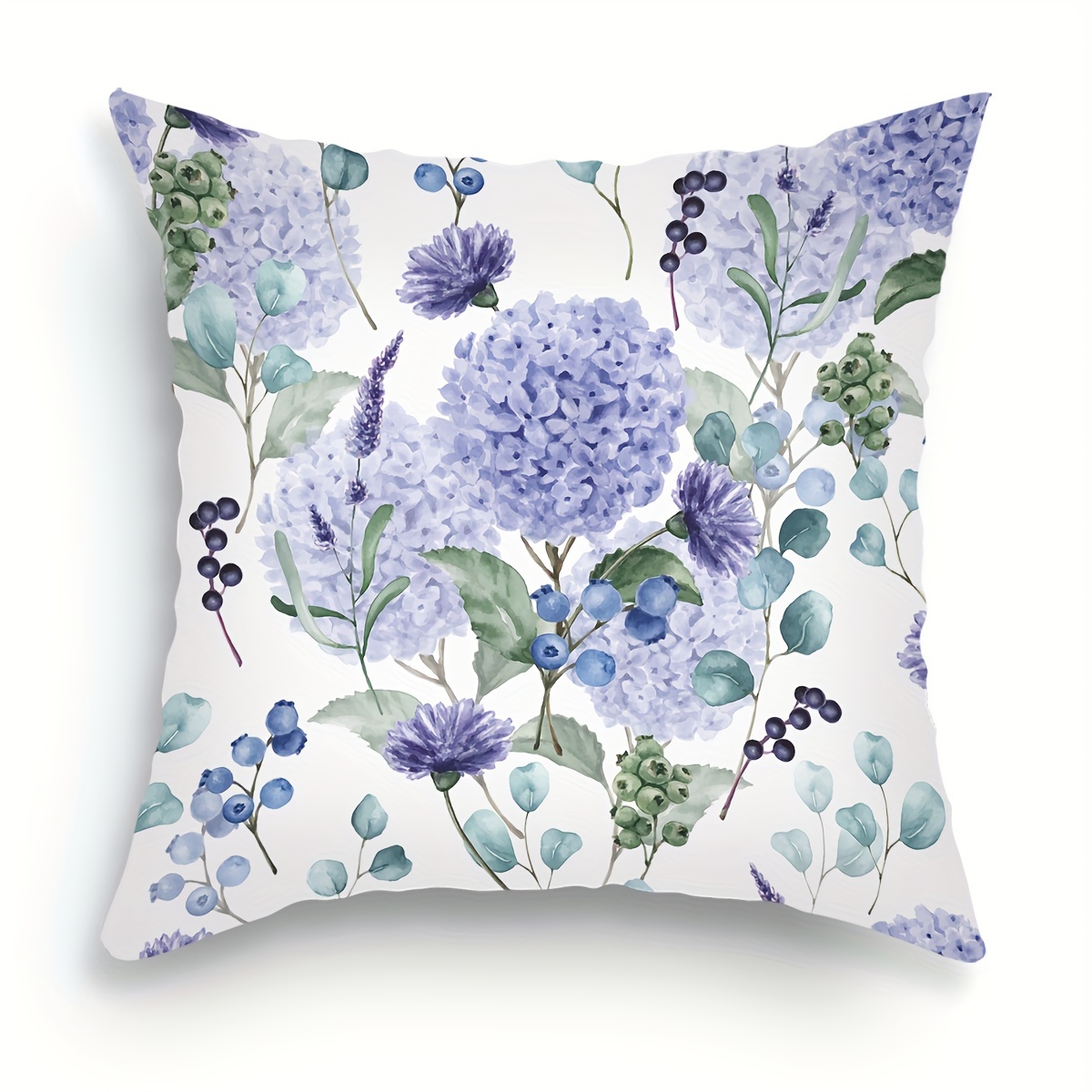 

1pc, Hydrangea Flower Branch Leaf Plant Ink Print Throw Pillow Case, Home Decor Sofa Cushion Throw Pillow Pillow Cover 18"x18