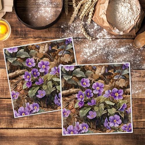 2pcs vintage coastal floral dish towels purple primroses woodland ultra soft 100 polyester 10x10 inch reusable washable kitchen towels for hand cleaning cloths