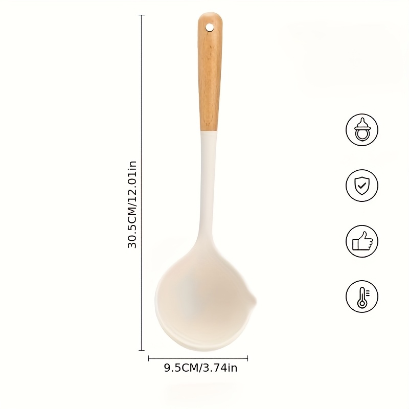 Handle Silicone Spoon, Soup Spoon, High-end Special Extended Handle Large Serving Soup, Spoon, High Temperature Resistant, For Commercial Use