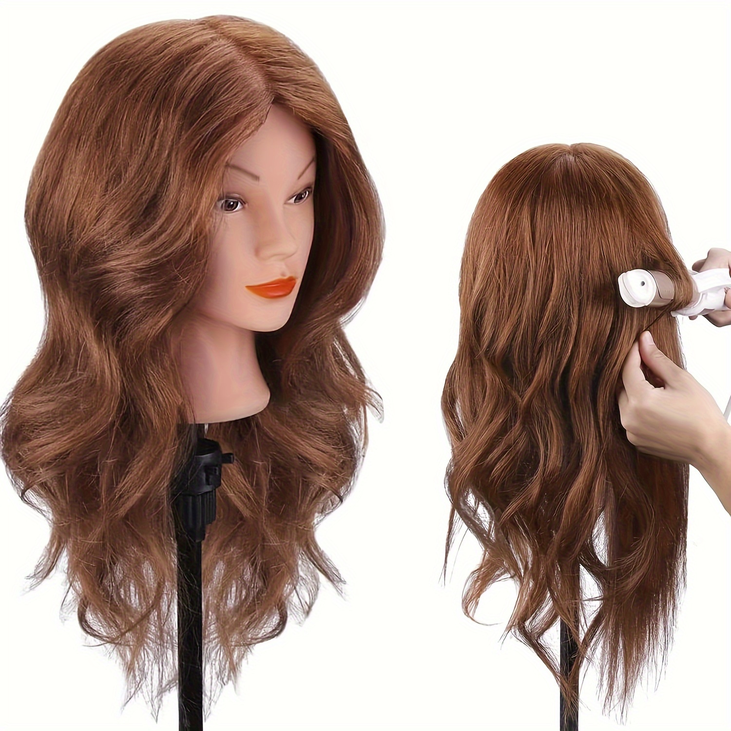 

Mannequin Head With 80% Real Hair 18" Brown Real Hair Cosmetology Manikin Head Hair Styling Hairdressing Practice Training Doll Heads
