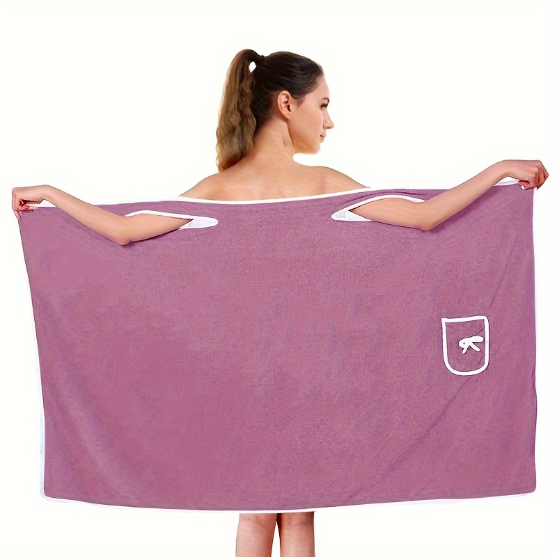 

Women's Bath Towel Set, Wearable Bath Towel With Pockets, Super Soft Adjustable Shower Bathrobe, For Bathroom Beach Swimming Changing, For Home Bathroom, Ideal Bathroom Supplies,