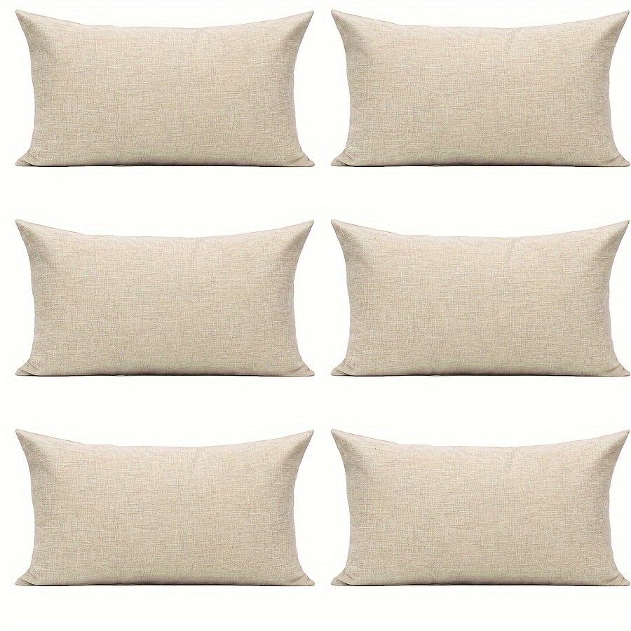 

Farmhouse-style Linen Waist Pillowcase 12x20 Inch - & Khaki, Zippered Rectangular Cushion Cover For Sofa, Bedroom, And Outdoor - Machine Washable, Multi-piece Options (1/2/4/6pcs)