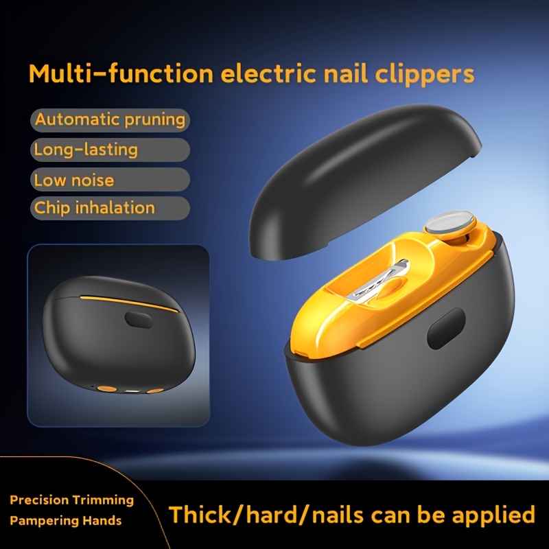 TEMU Electric Nail Clipper With Built-in Nail Storage, Automatic Trimming & Polishing, Safety Sensor, Alloy Blade, Led Auxiliary Light, Quiet & Portable Nail Care Toolrechargeable Grooming Device