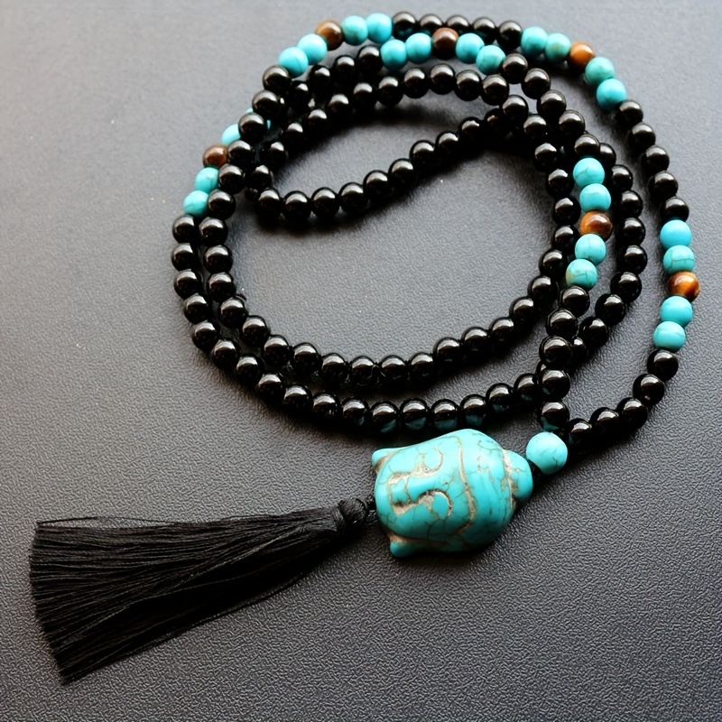 Natural Stone Tassel Pendant Necklace For Women Men