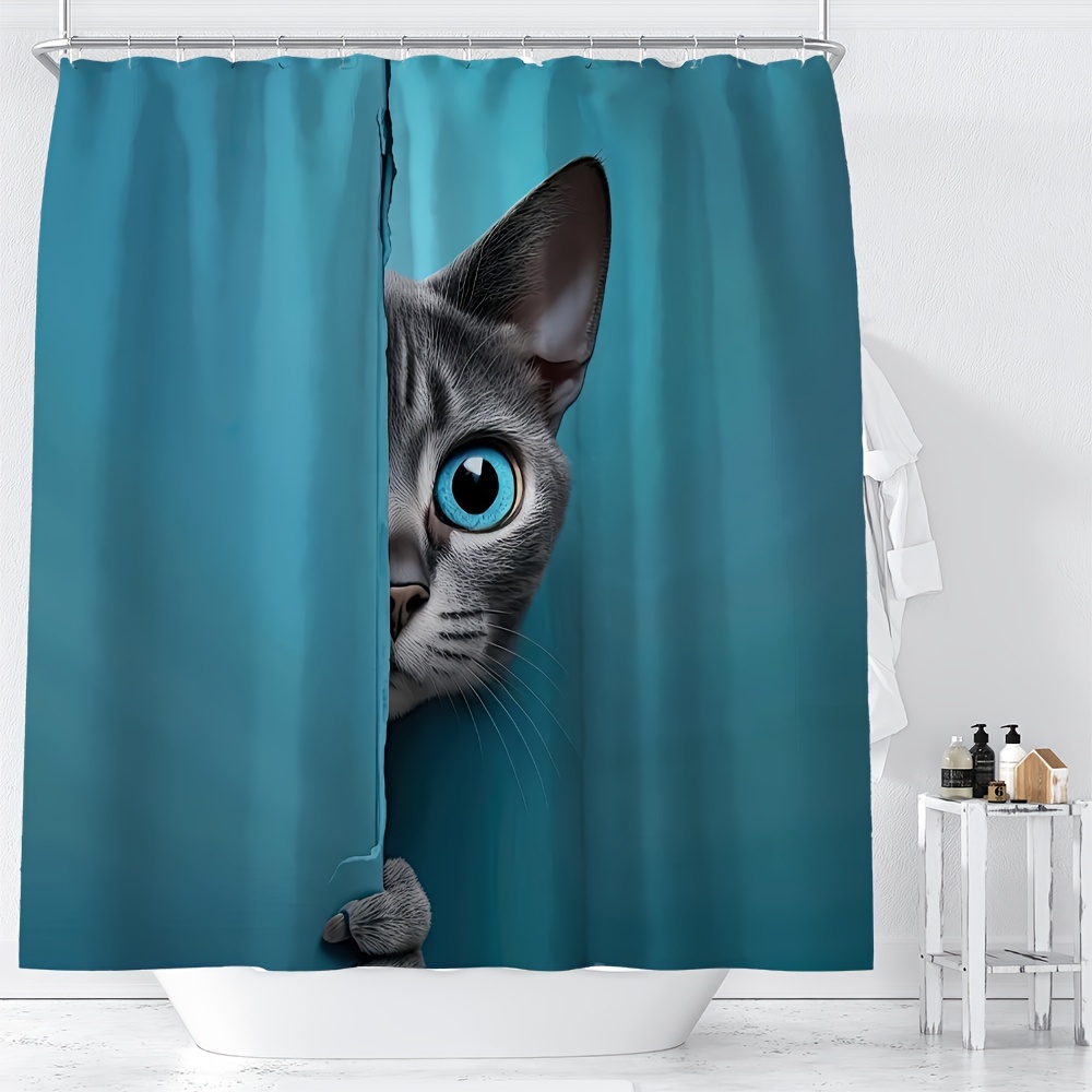 

Cute Black Cat Pattern Shower Curtain With Hooks - Waterproof, Machine Washable Polyester Bathroom Decor By Ywjhui Shower Curtain Sets For Bathrooms Shower Curtain For Bathrooms