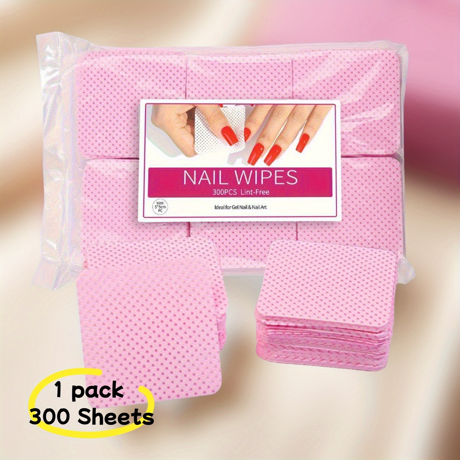 TEMU 300 Sheets Of Nail Polish Cleaner Per Package, Nail Polish Remover Wipes Nail Cleaning Pads, Non Woven Nail Pads, Unloading Nail Polish Cotton,