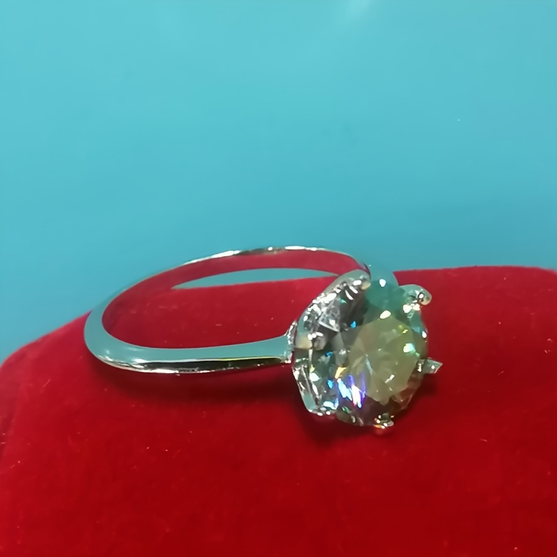 Women's 1.6G 3 Carat Moissanite Engagement Ring, 925 Silver