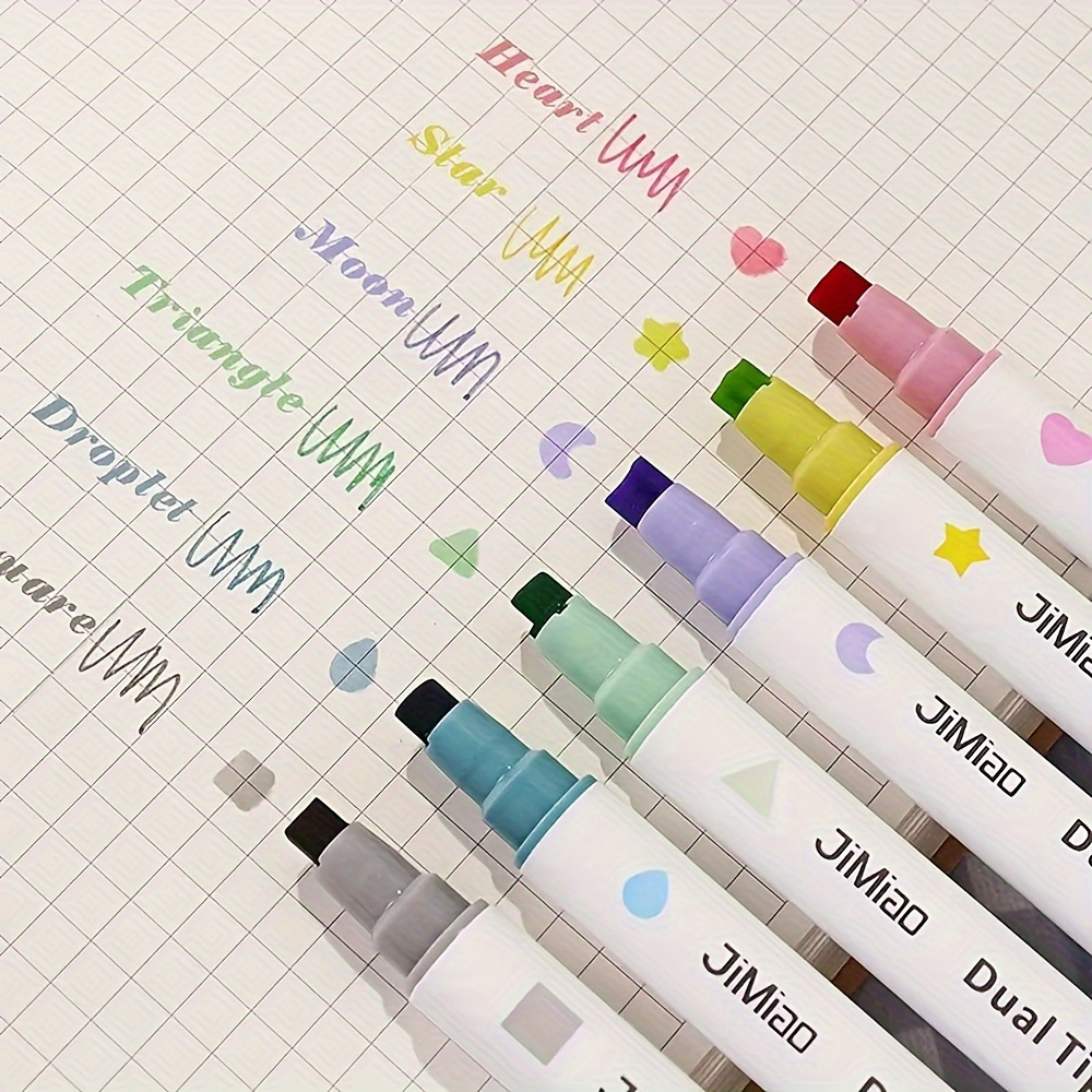 

6pcs Double-headed Watercolor Marker Pen Cute Stamp Pen Journal Watercolor Pen