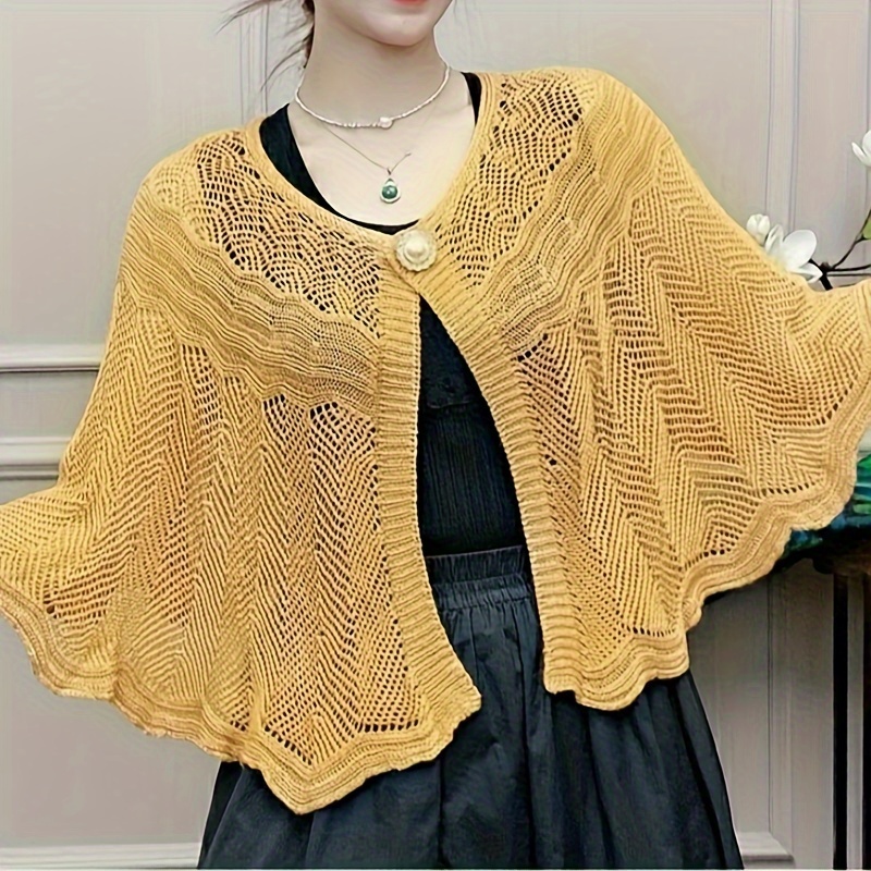 

Knit Sun Protection Shawl Women's Ice Silk Shawl Summer Hollow Knit Cardigan Shawl Open Knit Top