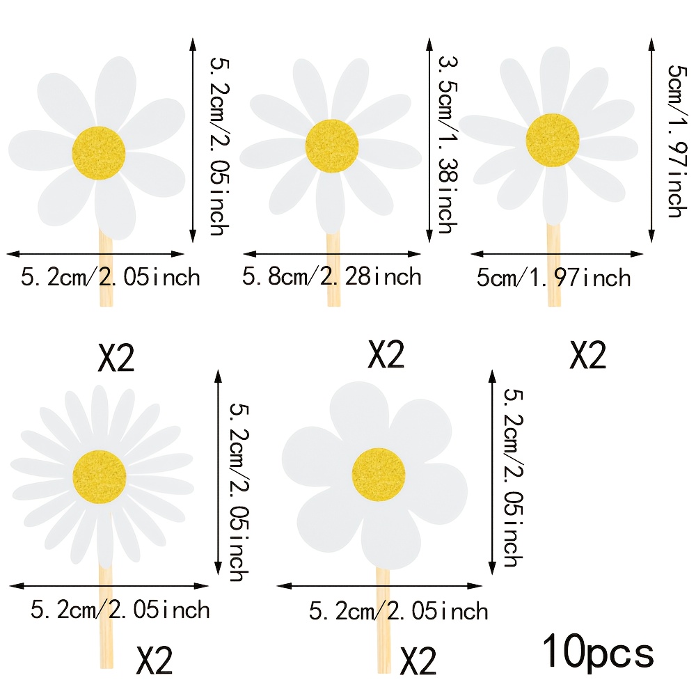 Image of 10-pack Daisy Cupcake Toppers - Perfect For Spring Birthdays, Weddings, And Party Decorations For Halloween,christmas Event & Party Supplies Halloween&christmas