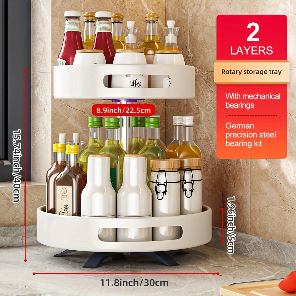 TEMU Kitchen Organizer Rotating Spice Rack Countertop Soy Sauce Vinegar Shelf , Utility Racks