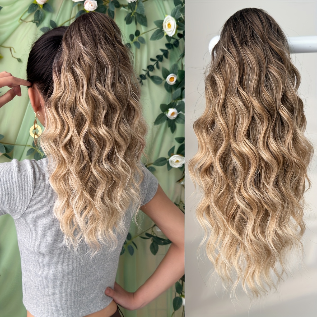 TEMU Accessorio per Capelli a Forma di Artiglio, Sfumata Marrone, Sfumata , Multicolore 18 Pollici, Fibra Resistente al Calore con , per Feste di