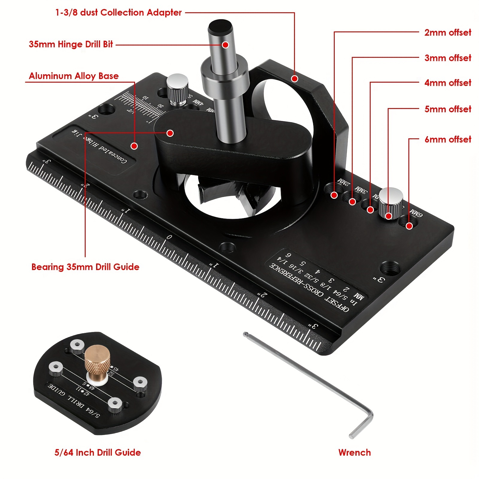1set 35mm Hinge Jig Aluminum Alloy Concealed Hinge Jig Hole Drilling