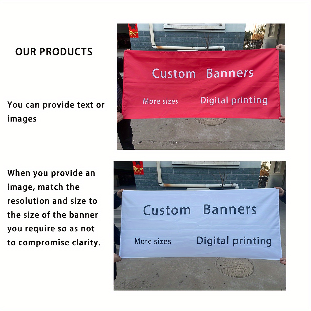 

1pc Banner, Multiple Sizes Available, Customizable Text Or Picture, Cloth Material Is 100d Polyester, Four-sided Double-line Stitch, Suitable For Multiple Scenes, Please Notify The Customized Detail