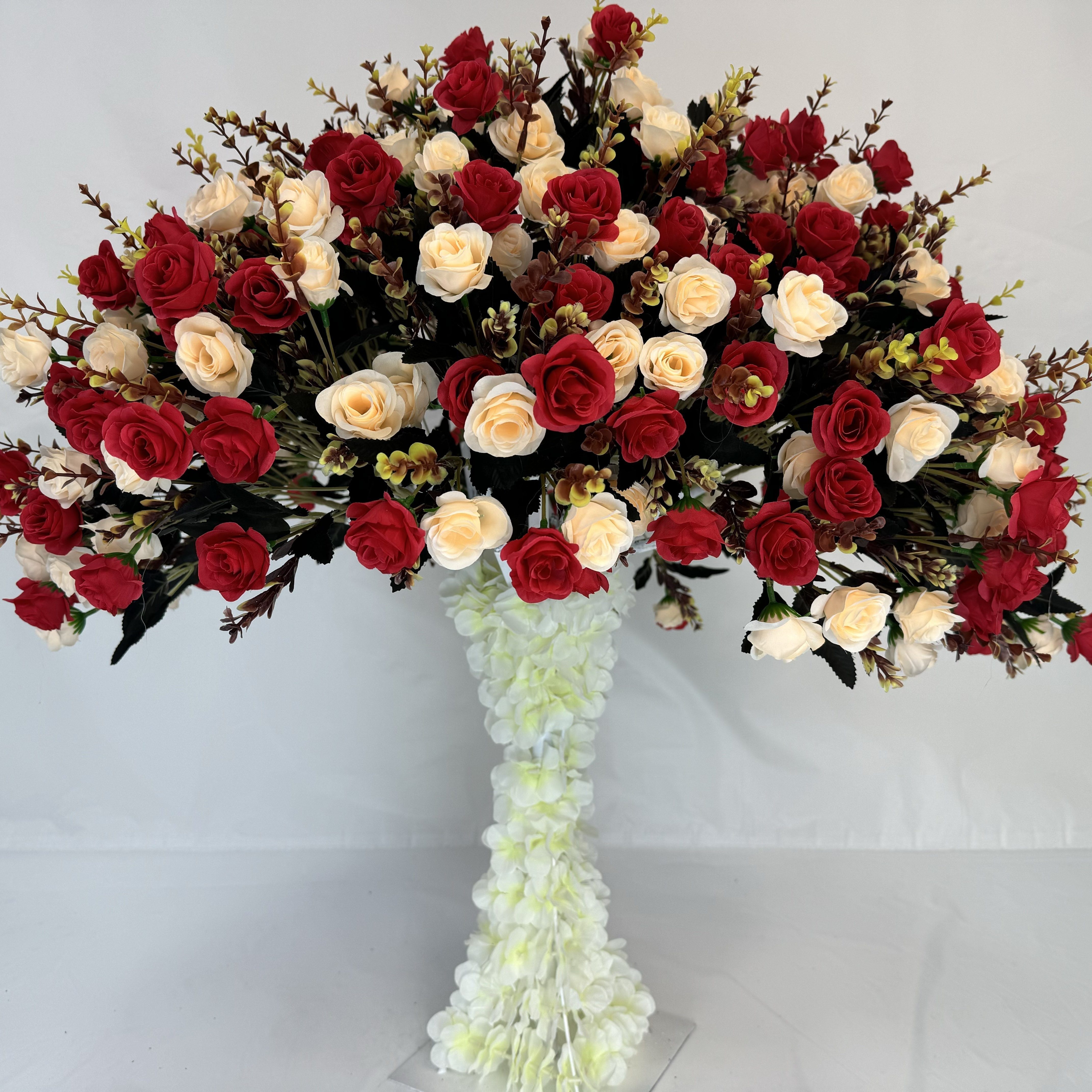 ローズツリー造花赤薔薇