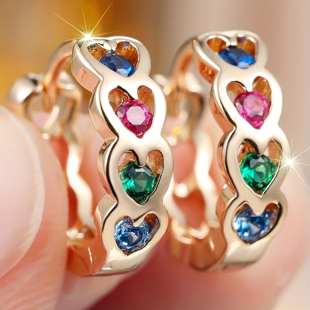 TEMU Angol A Pair Of Women's Classic, Luxurious, Fashionable, Elegant, Simple, Versatile, And Exquisite Earrings Inlaid With Synthetic Synthetic