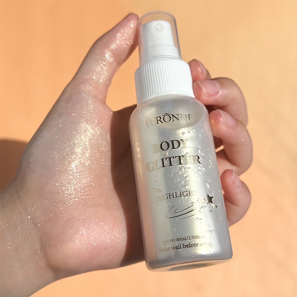 Image of 80ml Body Glitter Spray Body , Hair Body Glitter Spray, White Liquid Highlight Spray For Party Makeup