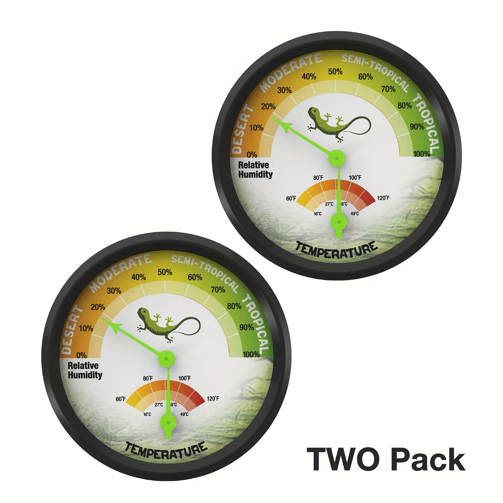 Image of 1/2pcs Reptile Thermometer Hygrometer Dual Gauges Pet Rearing Box Reptile Thermometer And Humidity Gauge With Color-coded And Clear Printed