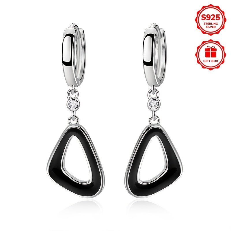 Image of 925 Sterling Silver Geometric Fashion Earrings, Minimalist, Chic, Trendy And , Use, Valentine's Day Presents, Holiday Surprises, Ideal For Birthday Celebrations, , Weddings