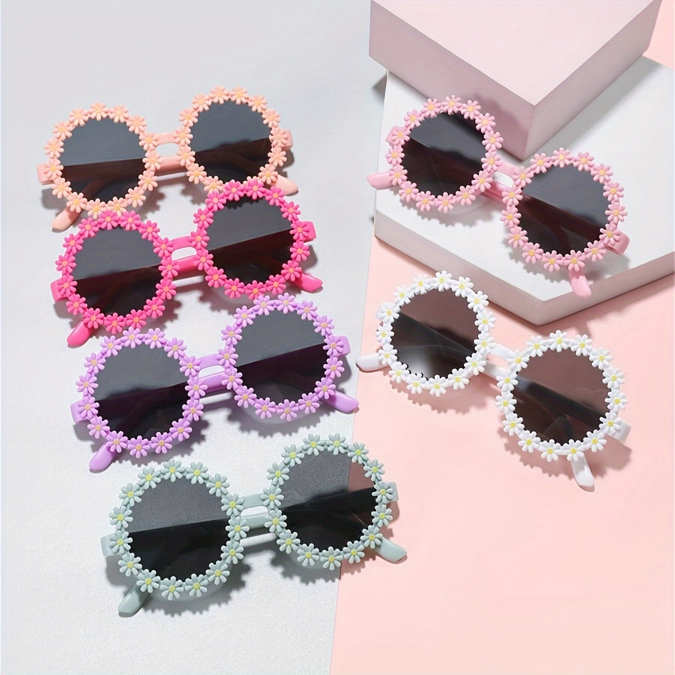 

6 Pairs Of Trendy 's Glasses For Boys And Girls Aged 3-14 With Flower Frames, Fashionable Glasses For Vacation, Travel, Party And Photo Decoration