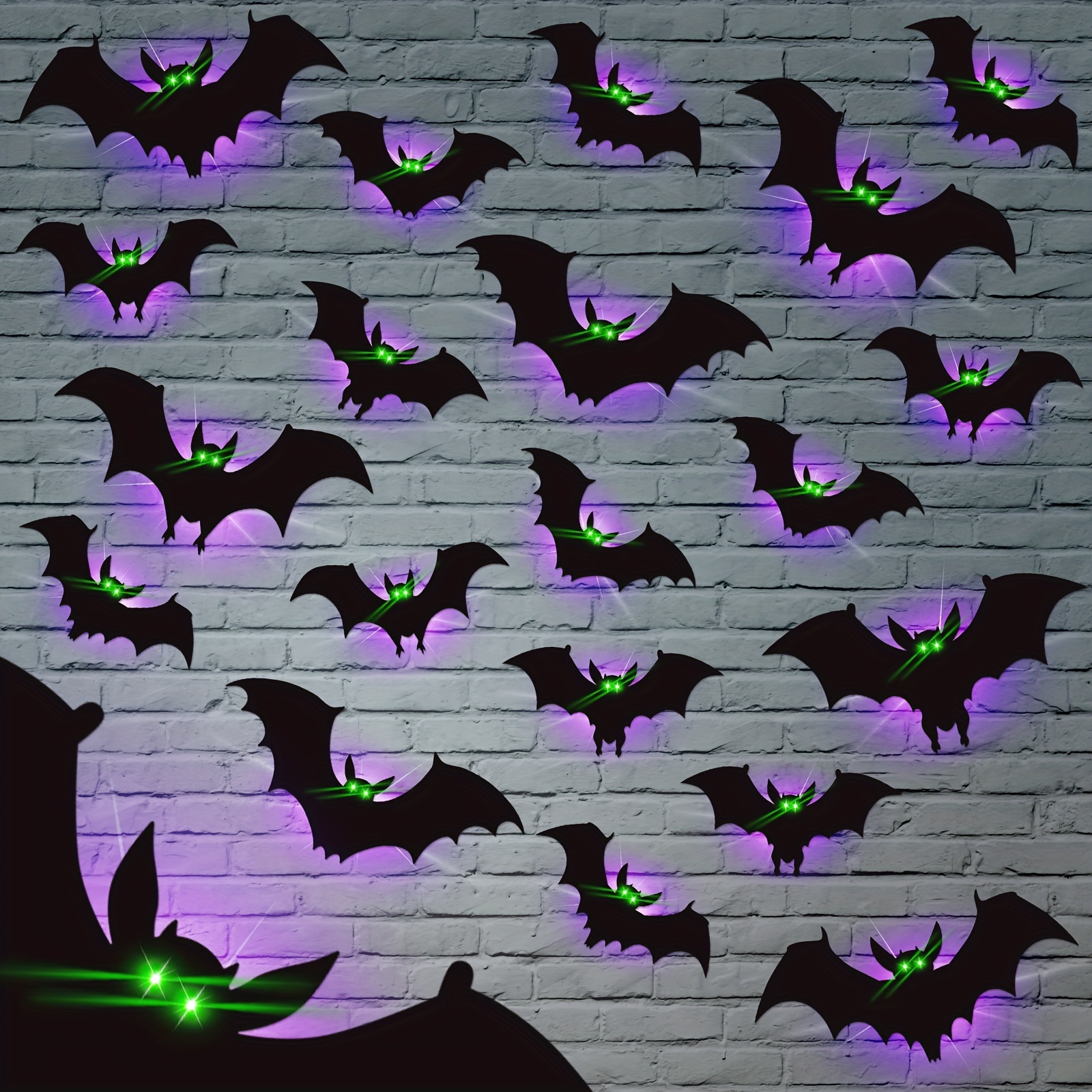 

24 Pcs 3d Bats Decorations Wall Stickers With Glow In , 4 Different Size Removable Pvc Wall Sticker For Indoor Home Window Decor Party Supplies