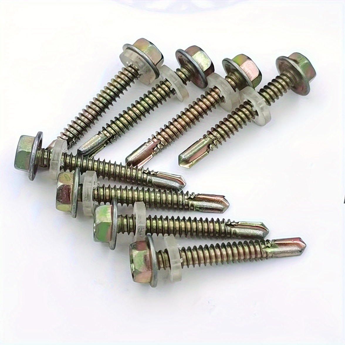 

50pcs Hex Washer Head Self-drilling Screws, 10# X 1" (4.8x25mm), Color Zinc Plated For Metal Roofing, Hexagonal Tail Screws For Steel Sheets