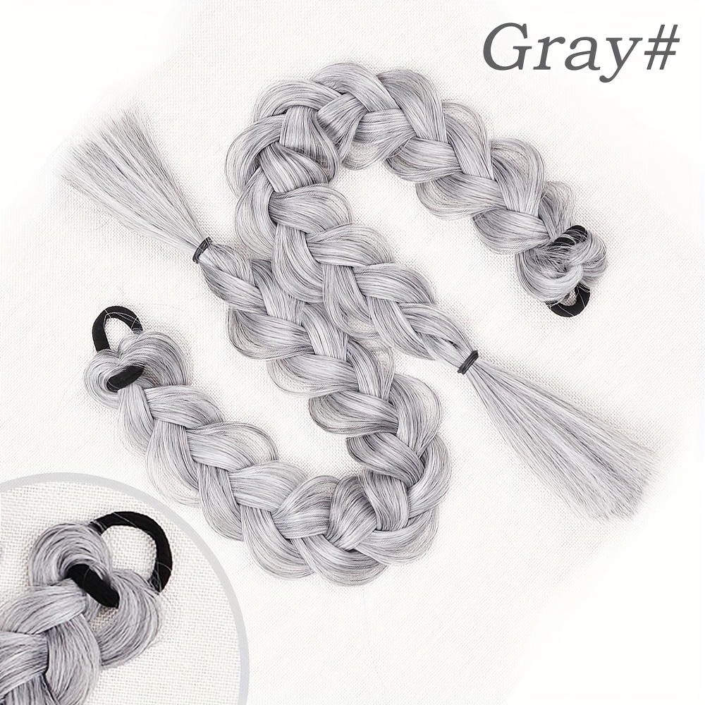 TEMU 2 Long Grey Braided Wigs Made Of Synthetic Fibers Are Suitable For Women To To Increase Hair Volume