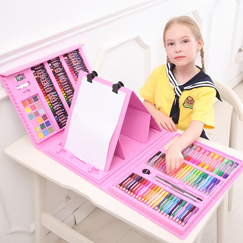 208/228pcs Art Supplies, Adult Painting Art Kit Art Set Includes Oil Pastels, Crayons, Colored Pencils, Acrylic Markers, Watercolor Pens Artist Gifts, Pink Children's Painting Tools Children's Art Tools Children's Coloring Drawing Board, Best Gift for Easter, Children's Day