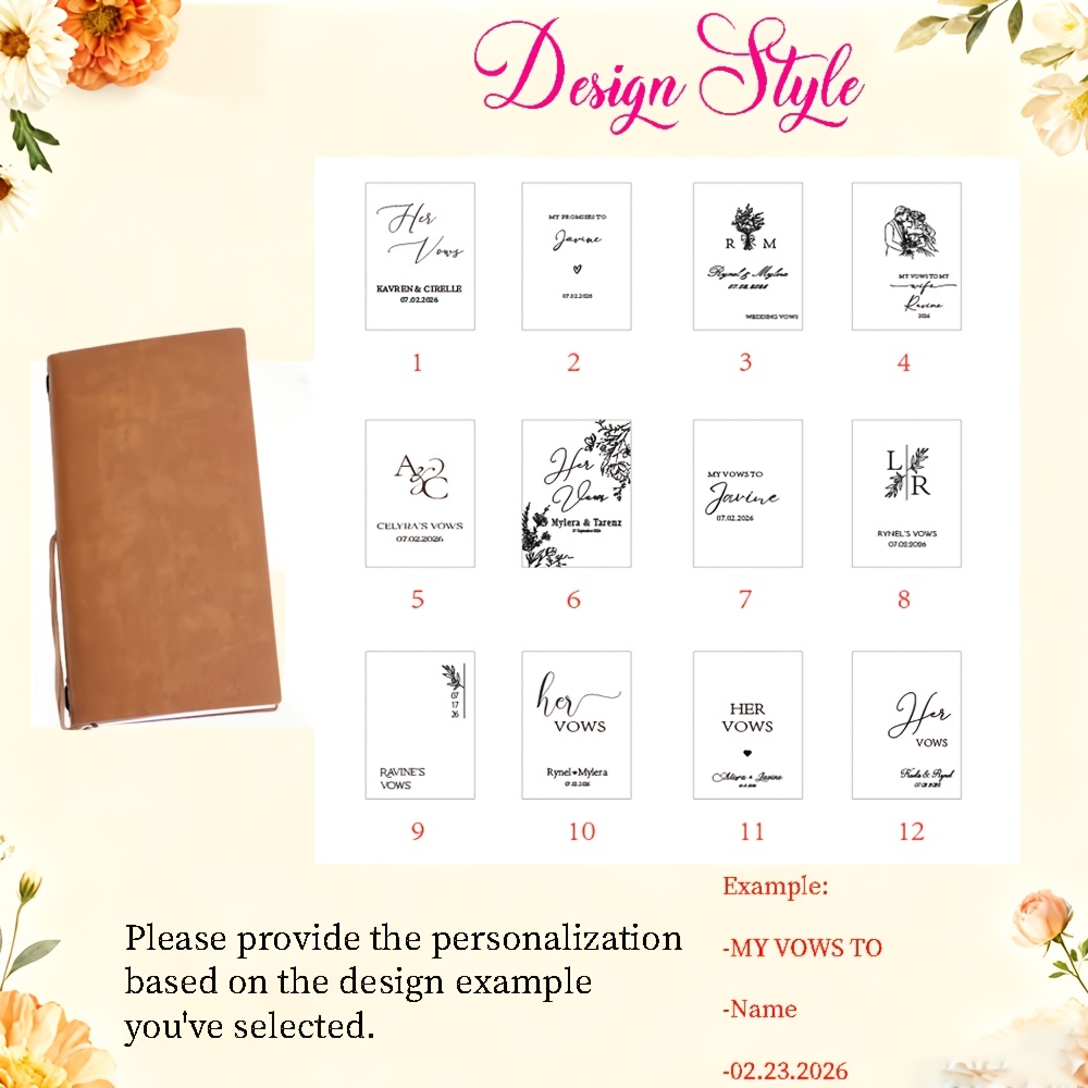 TEMU Personalized Wedding Vow Books - Custom His & Her Faux Leather Vow Exchange Notebook & Guestbook Suitable For Bride And Groom Keepsake, Wedding