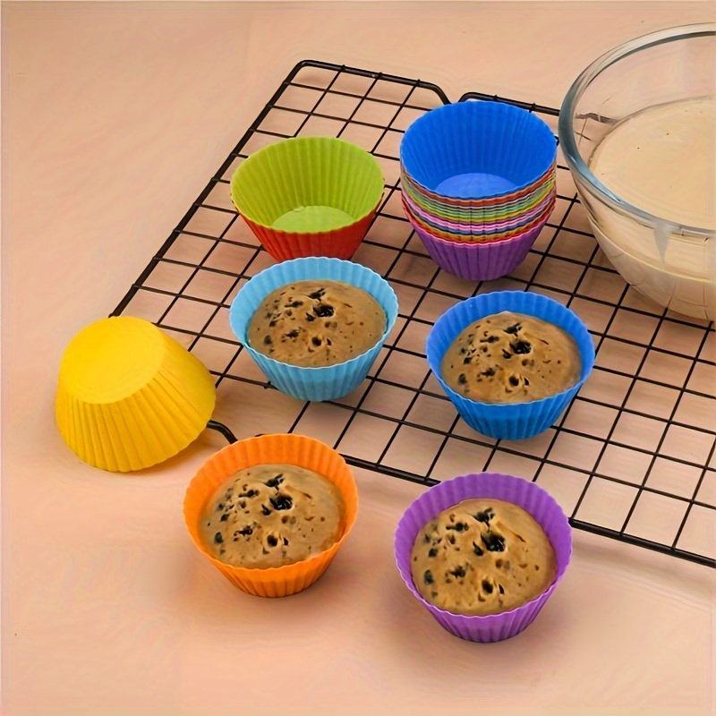 6pcs 12pcs silicone cake cups high temperature resistant home pudding muffin cups small cake egg   cake round baking mold details 5