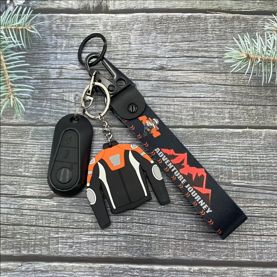 

1pc Sporty Nylon Keychain With Polyester Lanyard, Hot Transfer Indonesian Dragon Design, Motorcycle & Car Key Accessory