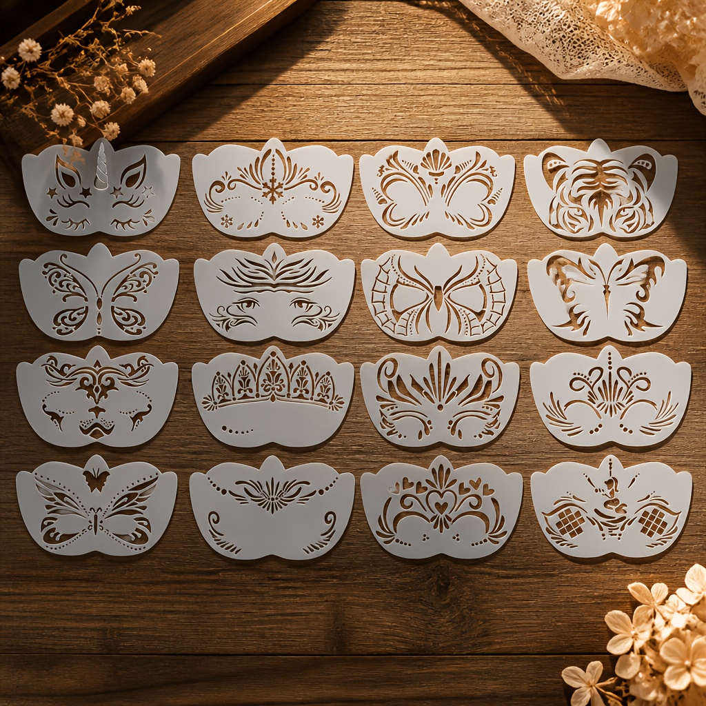 Image of 16pcs Of Color Painting Templates For Free Coloring, Suitable For Stage Parties, Washable, Reusable, And
