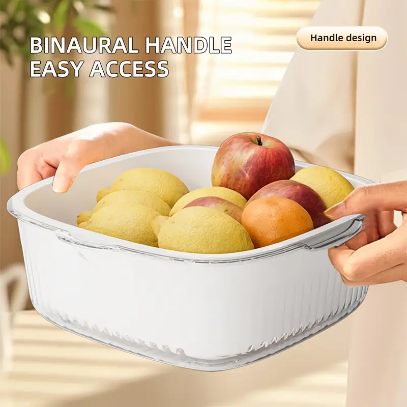 1pc multifunctional double layer drain basket vegetable basket kitchen use washing basin rice storage plastic draining basket suitable for room drainage basket Product details 2