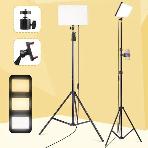 10 led video panel light with 63 tripod stand phone clip dimmable photography studio light for zoom calls portrait shooting vlogging content creation