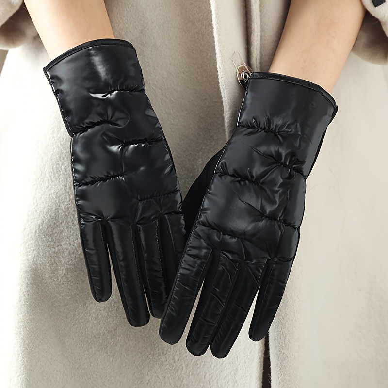 Image of Fashionable Women's Gloves, -like Design, Windproof And Cold-resistant With Added, Touchscreen Functionality Suitable For Daily , Easily For Daily Driving And Cycling.